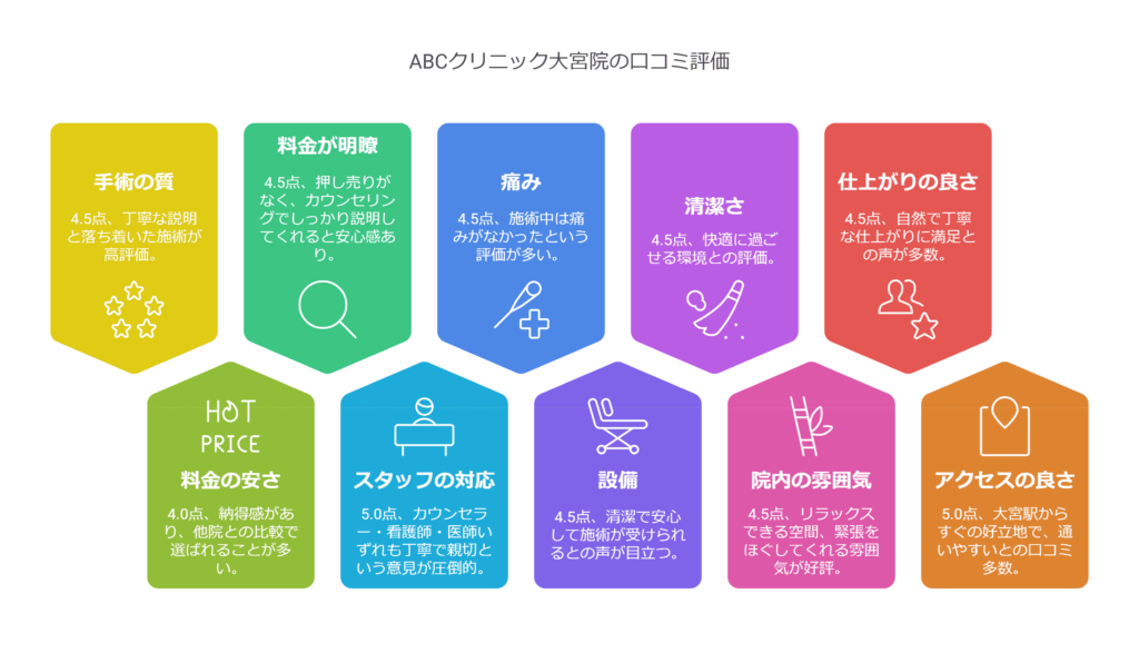 ABCクリニック大宮院の口コミ＆レーティングAI解析