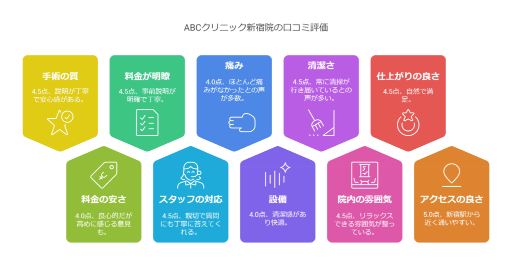 ABCクリニック新宿院の口コミ＆レーティングAI解析